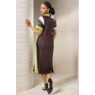 Donarae Pieced Faux-Leather Midi Column Dress for Women with Carwash Fringe Hem, , large