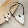  Art Deco Necklace & Earring Set, Black White, large