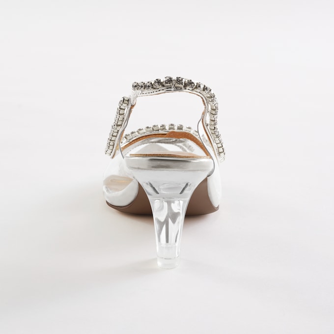 Classique Rhinestone Clear Lucite Pump for Women with Slingback Styling, , large