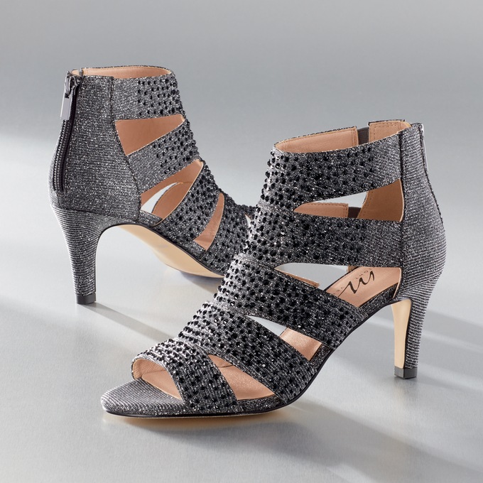 Midnight Velvet Back-Zip Gem Sandal, , large