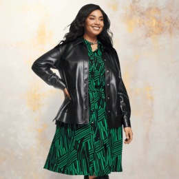 Faux Leather Jacket, , large
