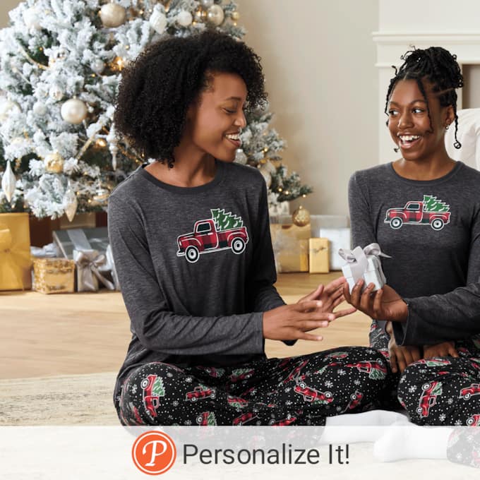 Women's Family Christmas Holiday PJ Set in Soft, Stretchy Jersey Knit, , large