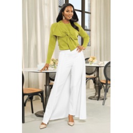 Nadia Asymmetrical Bow Crewneck Sweater and Claudia Cape Trouser, , large