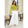 Nadia Asymmetrical Bow Crewneck Sweater in Milano Knit, , large