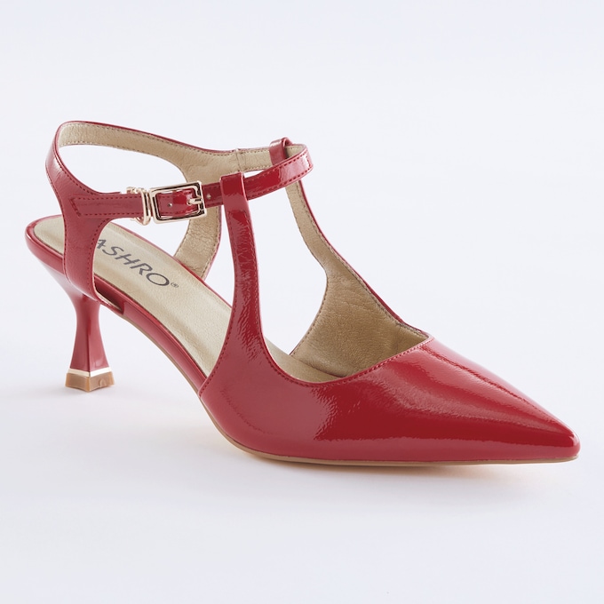 Double T-Strap Pump for Women in Faux-Patent Leather with Vintage Styling, , large