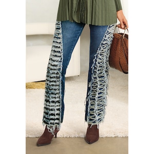 Distressed Flare Jean, , large