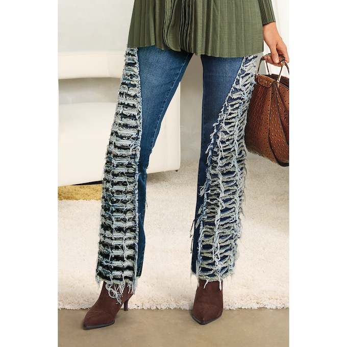 Distressed Flare Jean, , large