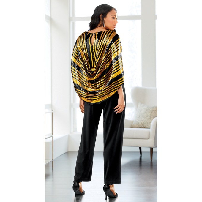 Sequin Cape Jumpsuit, , large