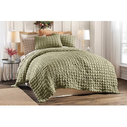 Cloud Puff Textured Oversized Quilt and Coordinating Sham, , large