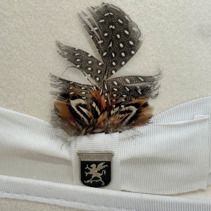 Stacy Adams Men's Harvey Homburg Hat with Feather Accent, Ivory, large