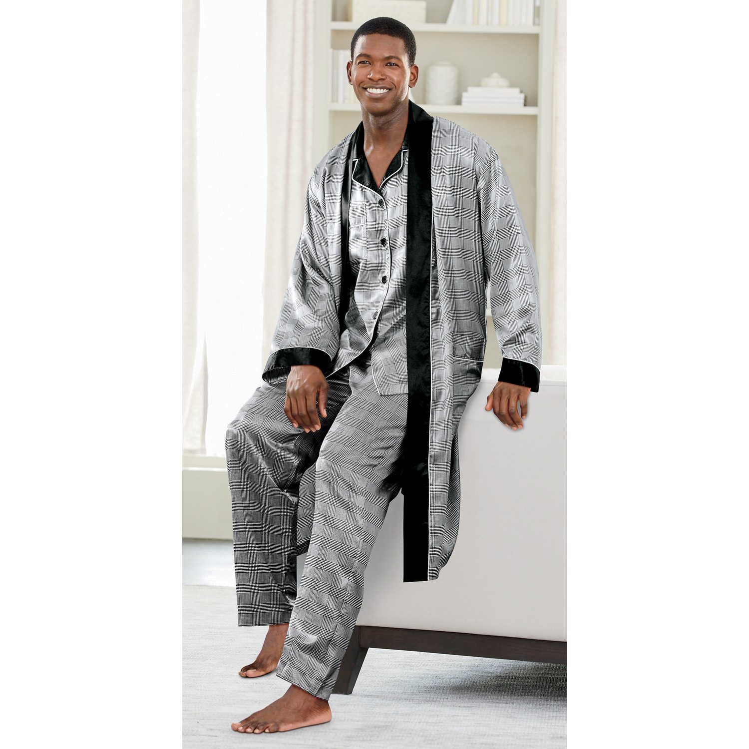 Buy Both Black White Pajamas Robe by Steve Harvey and Save ASHRO