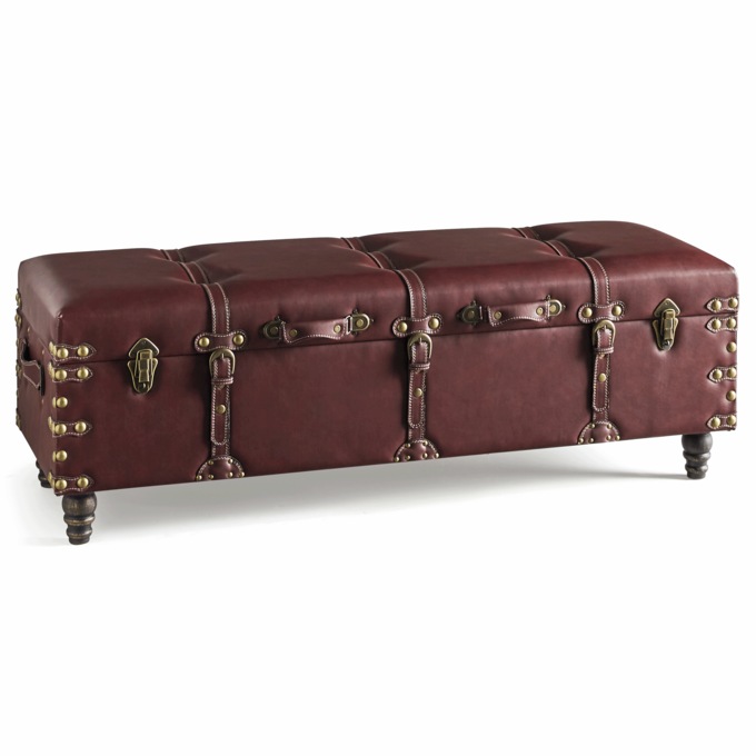Lee Buckle Storage Bench, Burgundy, large