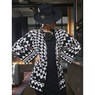 Kali Op-Art Cardigan in Geometric Jacquard Sweater Knit, , large