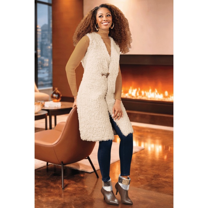 Nia Reversible Women&rsquo;s Vest with Faux Suede and Faux Fur, , large