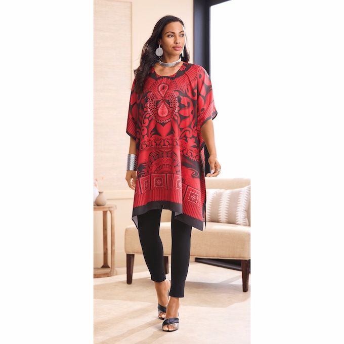 Tamala Short Caftan, Red Multi, large