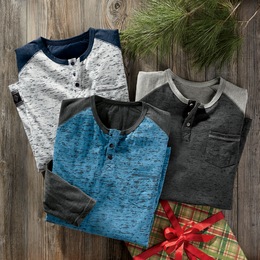 3-Pack Men&#39;s Raglan Sleeve Long-Sleeve Shirts, , large
