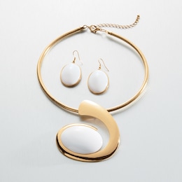 Oval Swirl Necklace and Earring Set, , large