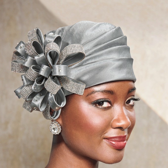 Embellished Flower Turban, , large