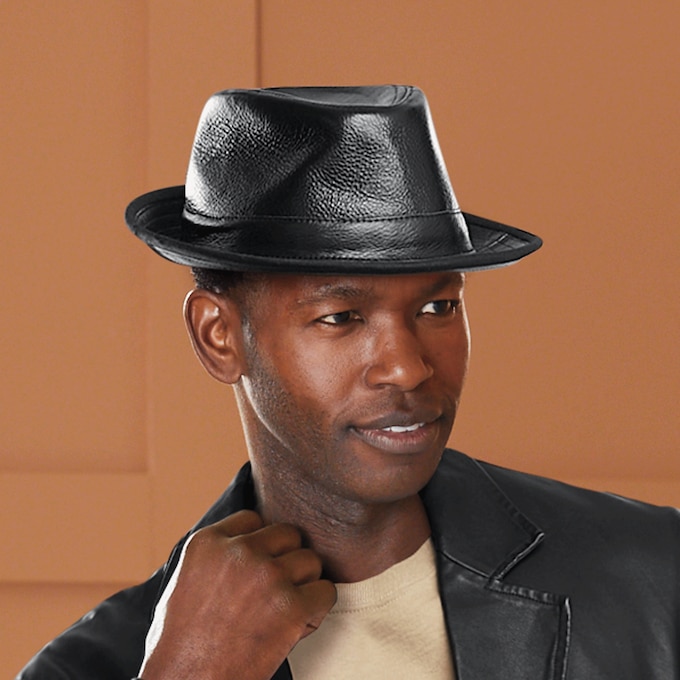 Leather Fedora, , large