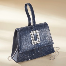 Rhinestone Buckle Wristlet Bag, , large