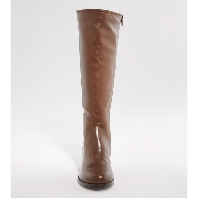 Croco-Print Embossed Faux-Leather Boot for Women with 1.5" Heel, Brown, large