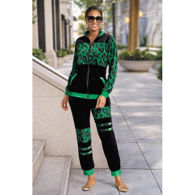 Vada Soft Velour Active Set for Women with Zippered Jacket and Jogger Pant, , large