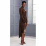 Velvet-Draped Dress with Belt, , large