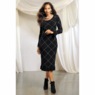 Metallic Diamond-Pattern Sweater Dress, , large