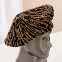 Wool-Blend Zebra Beret, , large