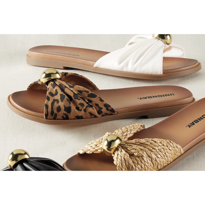 Union Bay Reza Women's Slide Sandal with Ruched Strap and Ring Accent, , large