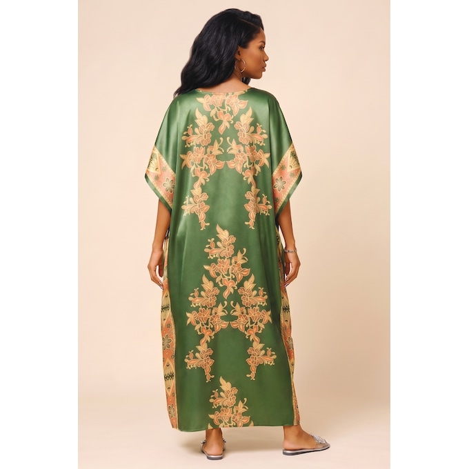 Blare Long Caftan for Women, Dark Olive, large