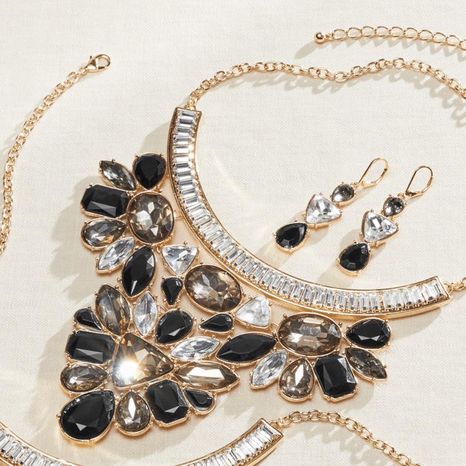 Crystal Shapes Necklace & Earring Set, , large