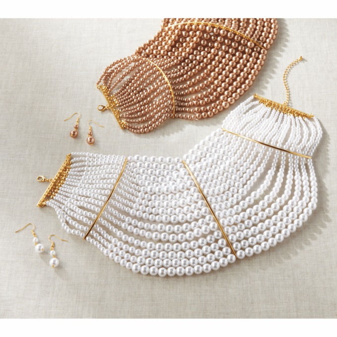 Wide-Collar Necklace & Earrings Set, , large