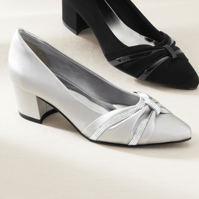 Easy Street Millie Pump, Silver Satin, large
