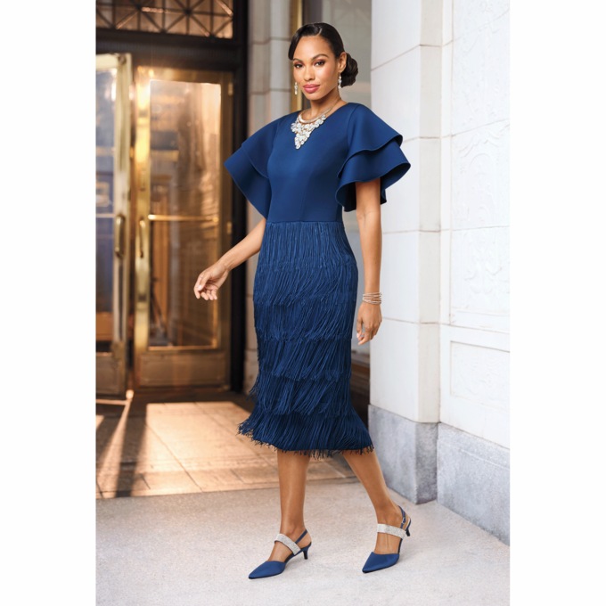 Mareena Fringe Sheath Dress, , large