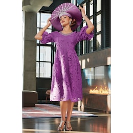Renira Lace Fit-and-Flare Dress and Hat, , large