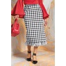 Hudson Houndstooth Midi Pencil Skirt with Feather Trim, , large