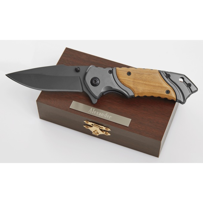 Woodtone Pocket Knife in Personalized Gift Box, , large
