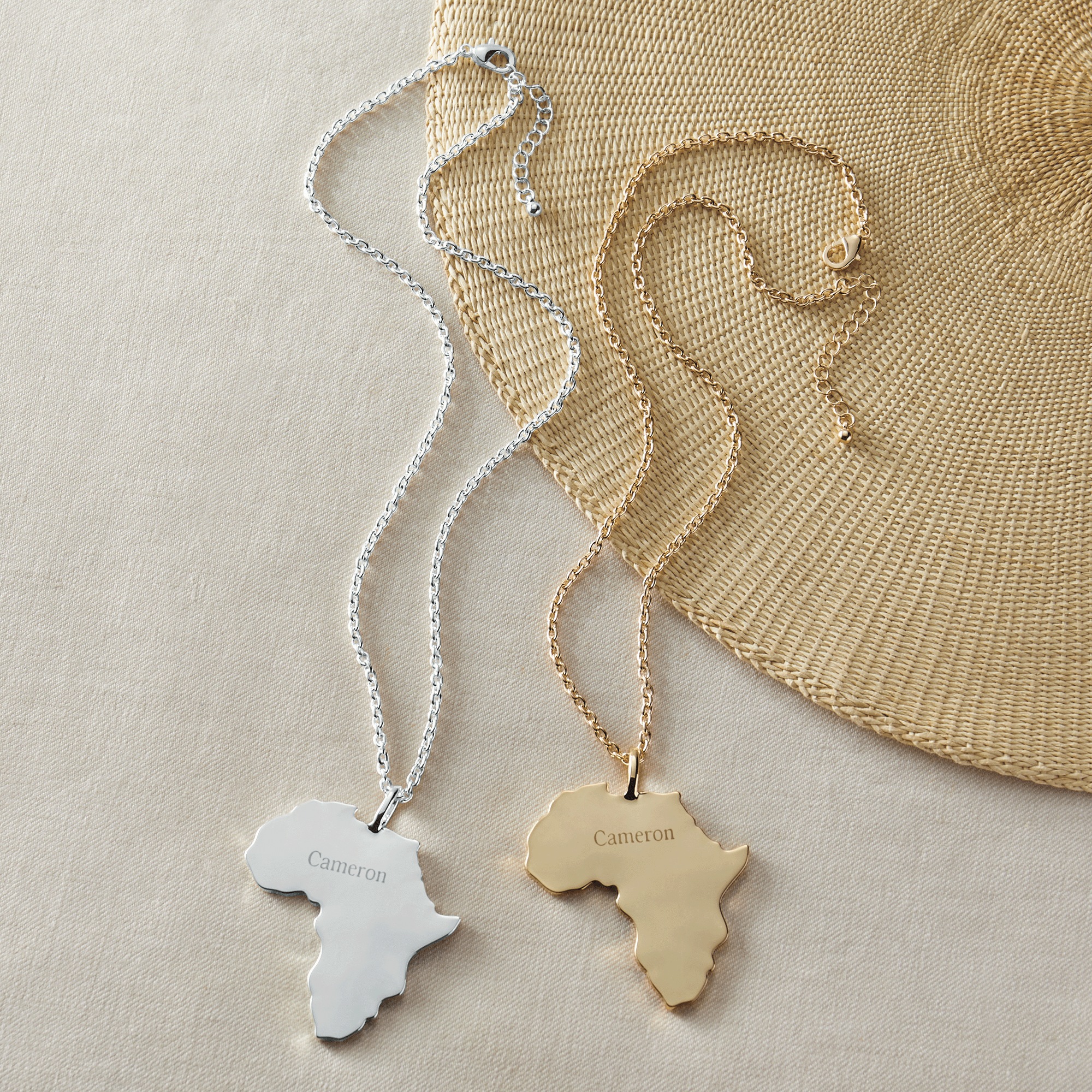 Personalized Unisex Africa Name Pendant Necklace, , large
