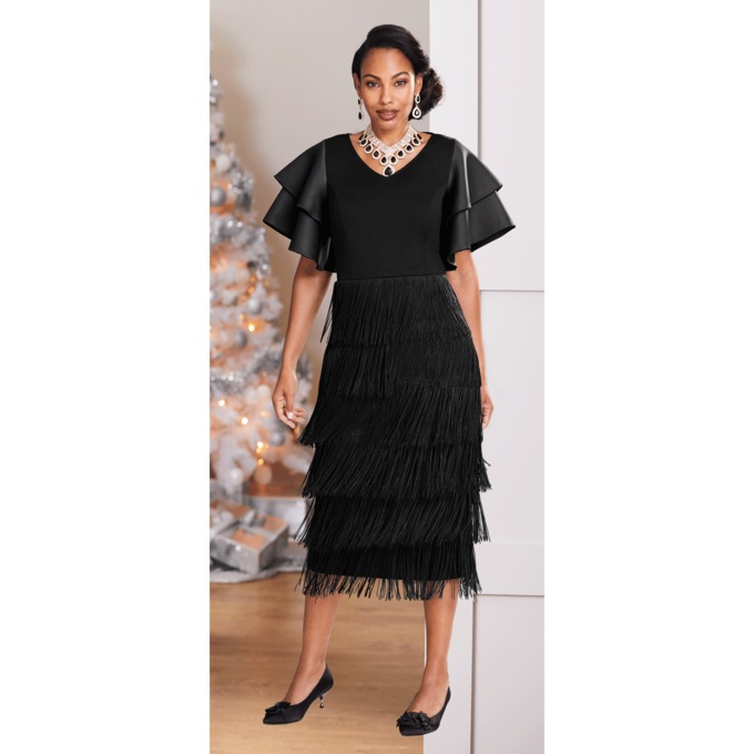 Mareena Fringe Sheath Dress, , large