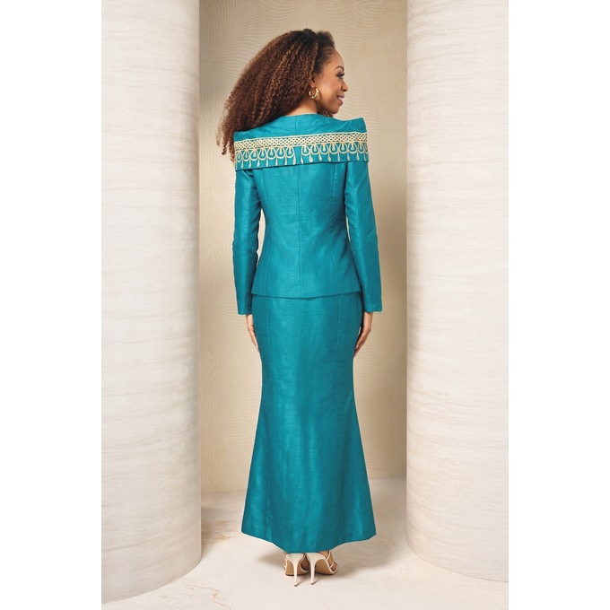 Sibusiso Embroidered Mermaid Maxi Skirt Set with Asymmetrical Jacket, , large