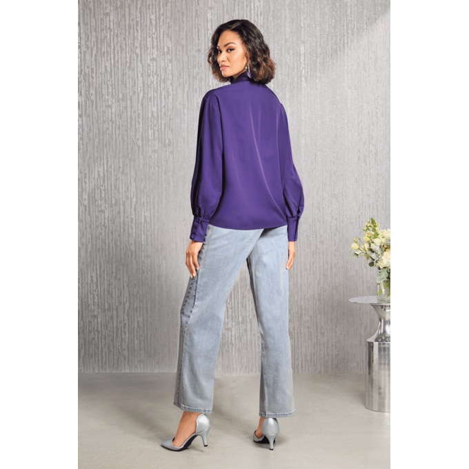 Zuri Studded and Embroidered Stretch-Denim Wide-Leg Jean, , large