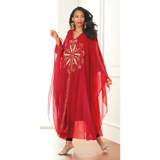 Enchanted Long Caftan, Red, large
