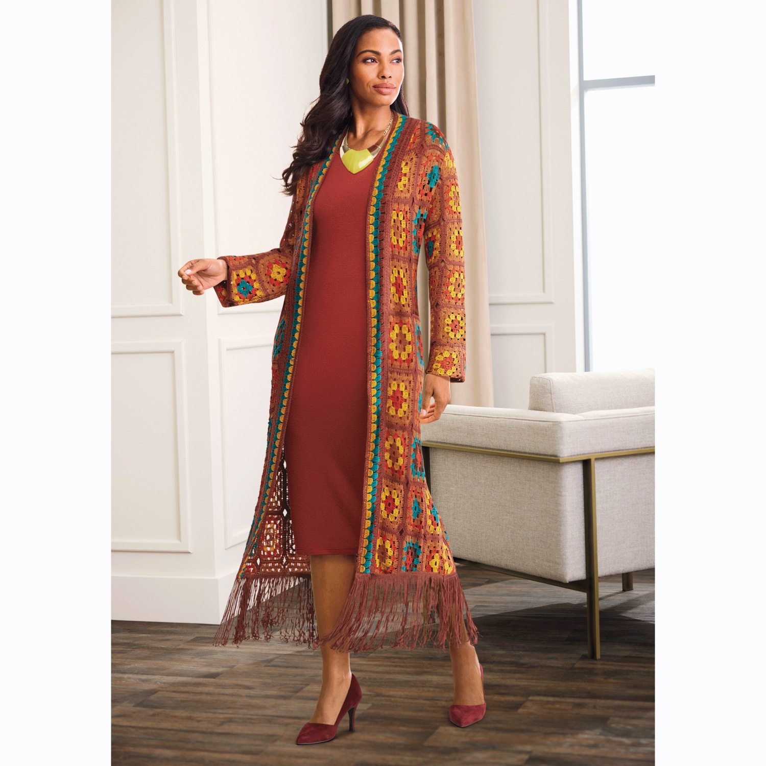 Fanitsa Crochet-Cardigan Jacket Dress | ASHRO