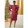 Florine Sequin Accented Women's Sheath Dress with Puffed Sleeves, , large