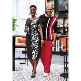 Teserra Blocked Sheath Dress and Stephen Sweater Pant Set, , large