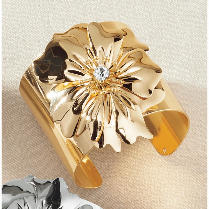 Flower Bracelet, Goldtone, large