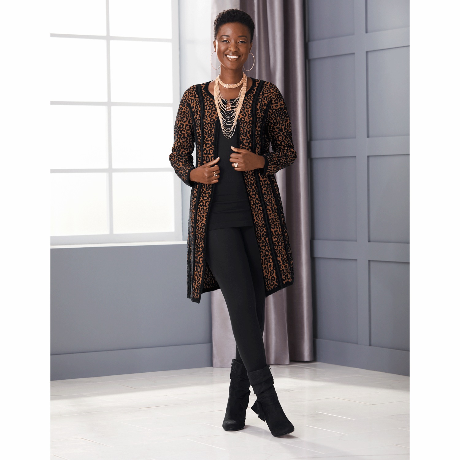 Gray leopard cardigan shop