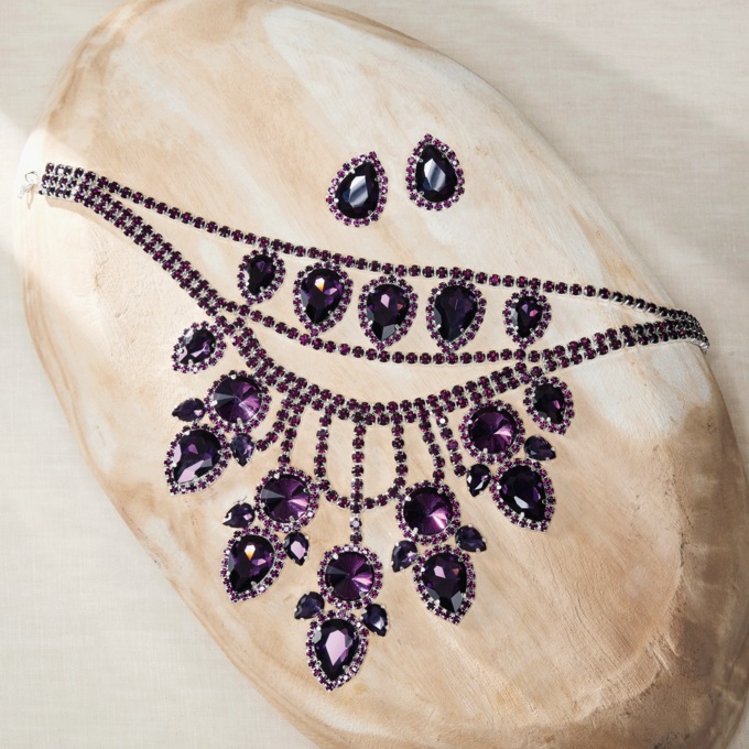 Crystal Pear/Round Drop Necklace & Earring Set, , large