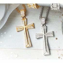 Men's Crystal Cross Pendant, , large